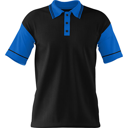 Poloshirt Individuell Gestaltbar , schwarz / kobaltblau, 200gsm Poly / Cotton Pique, S, 65,00cm x 45,00cm (Höhe x Breite), Bild 1