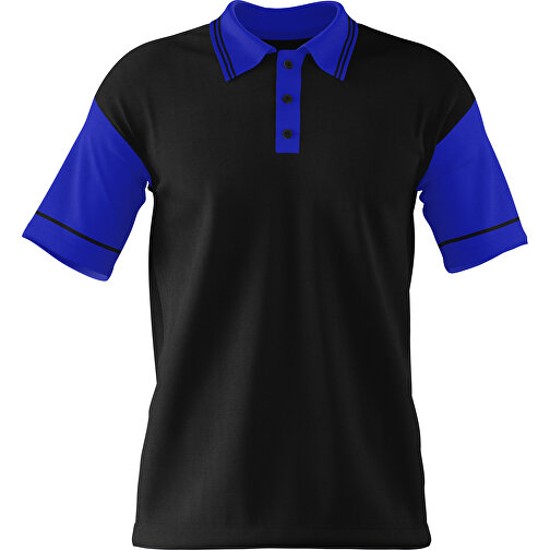 Poloshirt Individuell Gestaltbar , schwarz / blau, 200gsm Poly / Cotton Pique, S, 65,00cm x 45,00cm (Höhe x Breite), Bild 1