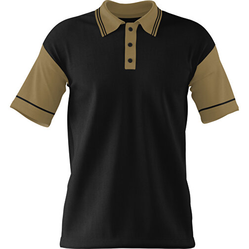 Poloshirt Individuell Gestaltbar , schwarz / gold, 200gsm Poly / Cotton Pique, M, 70,00cm x 49,00cm (Höhe x Breite), Bild 1