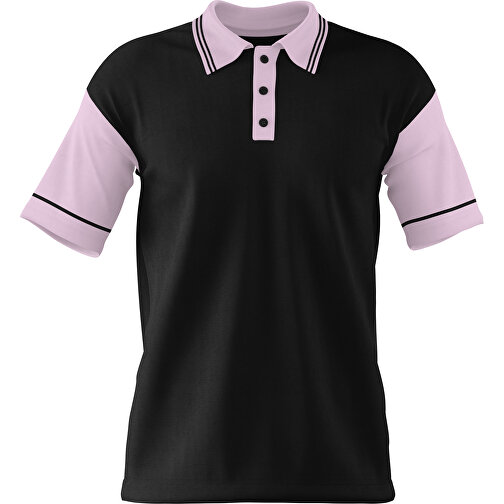 Poloshirt Individuell Gestaltbar , schwarz / zartrosa, 200gsm Poly / Cotton Pique, M, 70,00cm x 49,00cm (Höhe x Breite), Bild 1