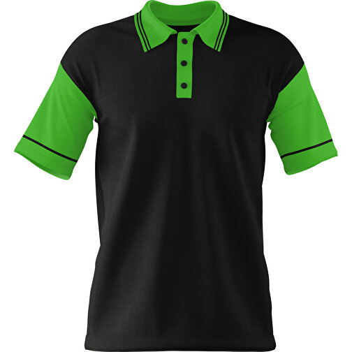 Poloshirt Individuell Gestaltbar , schwarz / grasgrün, 200gsm Poly / Cotton Pique, M, 70,00cm x 49,00cm (Höhe x Breite), Bild 1