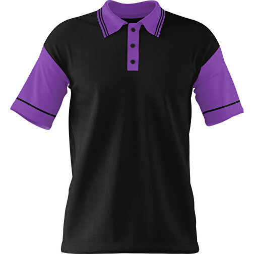 Poloshirt Individuell Gestaltbar , schwarz / lavendellila, 200gsm Poly / Cotton Pique, M, 70,00cm x 49,00cm (Höhe x Breite), Bild 1