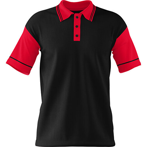 Poloshirt Individuell Gestaltbar , schwarz / ampelrot, 200gsm Poly / Cotton Pique, M, 70,00cm x 49,00cm (Höhe x Breite), Bild 1