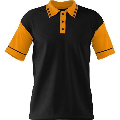 Poloshirt Individuell Gestaltbar , schwarz / kürbisorange, 200gsm Poly / Cotton Pique, M, 70,00cm x 49,00cm (Höhe x Breite), Bild 1