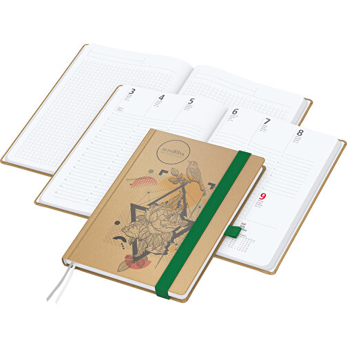 Calendrier livre Match-Hybrid White bestseller A5, Natura brun, vert, Image 1