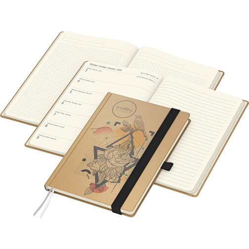 Buchkalender Match-Hybrid Creme Bestseller, Natura Braun-individuell, Schwarz , braun, schwarz, 21,00cm x 14,80cm (Länge x Breite), Bild 1