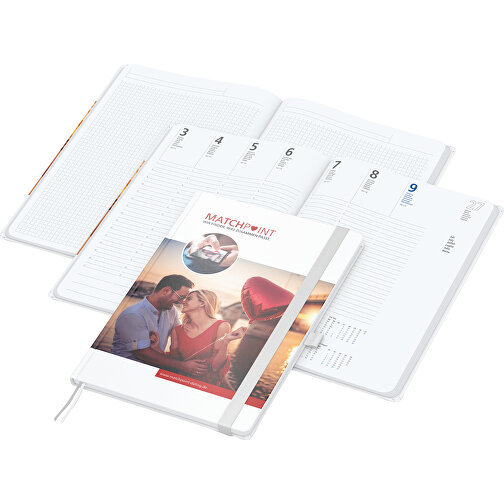Buchkalender Match-Hybrid White Bestseller A4, Cover-Star Matt, Weiß , weiß, Schreibpapier 90 g/m², 29,70cm x 21,00cm (Länge x Breite), Bild 1
