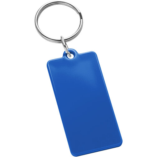 Schlüsselanhänger 'Rechteck' , blau, ABS+PS+MET, 5,30cm x 0,30cm x 2,50cm (Länge x Höhe x Breite), Bild 1