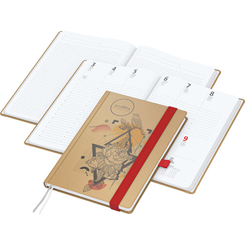 Bokkalender Match-Hybrid White bestseller A4, Natura brun, röd, Bild 1
