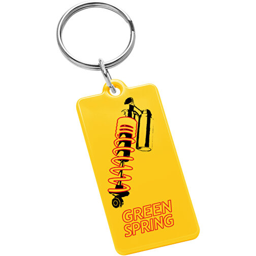 Schlüsselanhänger 'Rechteck' , gelb, ABS+PS+MET, 5,30cm x 0,30cm x 2,50cm (Länge x Höhe x Breite), Bild 2