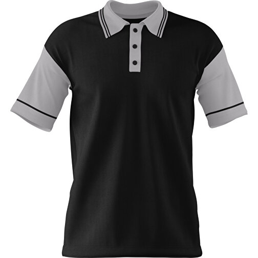Poloshirt Individuell Gestaltbar , schwarz / hellgrau, 200gsm Poly / Cotton Pique, L, 73,50cm x 54,00cm (Höhe x Breite), Bild 1
