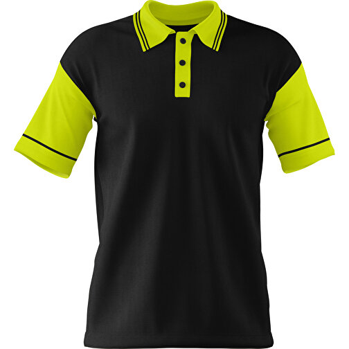 Poloshirt Individuell Gestaltbar , schwarz / hellgrün, 200gsm Poly / Cotton Pique, 3XL, 81,00cm x 66,00cm (Höhe x Breite), Bild 1