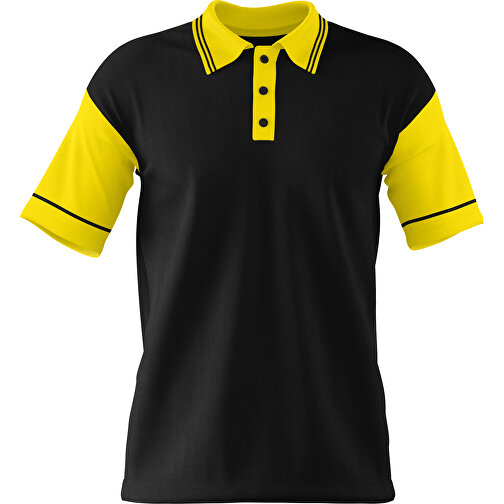 Poloshirt Individuell Gestaltbar , schwarz / gelb, 200gsm Poly / Cotton Pique, 3XL, 81,00cm x 66,00cm (Höhe x Breite), Bild 1