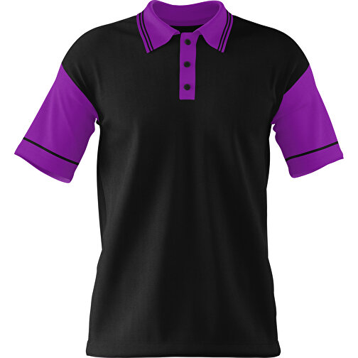 Poloshirt Individuell Gestaltbar , schwarz / dunkelmagenta, 200gsm Poly / Cotton Pique, 2XL, 79,00cm x 63,00cm (Höhe x Breite), Bild 1