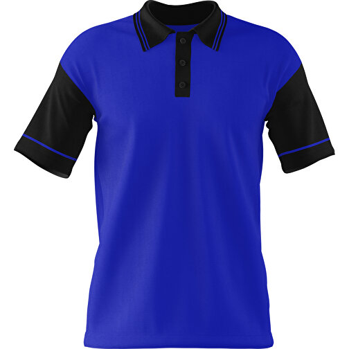 Poloshirt Individuell Gestaltbar , blau / schwarz, 200gsm Poly / Cotton Pique, XS, 60,00cm x 40,00cm (Höhe x Breite), Bild 1