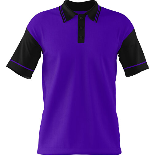 Poloshirt Individuell Gestaltbar , violet / schwarz, 200gsm Poly / Cotton Pique, XL, 76,00cm x 59,00cm (Höhe x Breite), Bild 1