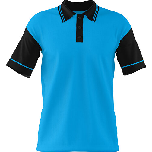 Poloshirt Individuell Gestaltbar , himmelblau / schwarz, 200gsm Poly / Cotton Pique, XL, 76,00cm x 59,00cm (Höhe x Breite), Bild 1