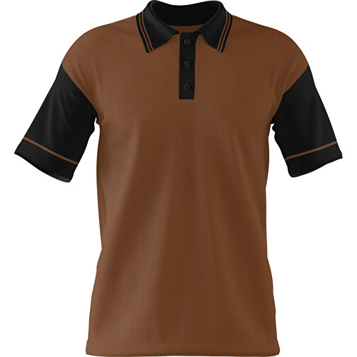 Poloshirt Individuell Gestaltbar , dunkelbraun / schwarz, 200gsm Poly / Cotton Pique, M, 70,00cm x 49,00cm (Höhe x Breite), Bild 1