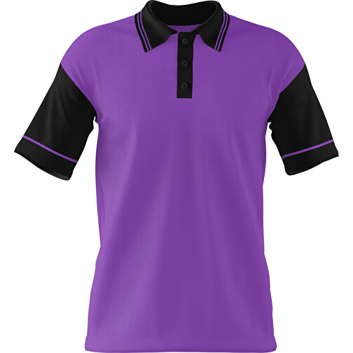 Poloshirt Individuell Gestaltbar , lavendellila / schwarz, 200gsm Poly / Cotton Pique, M, 70,00cm x 49,00cm (Höhe x Breite), Bild 1