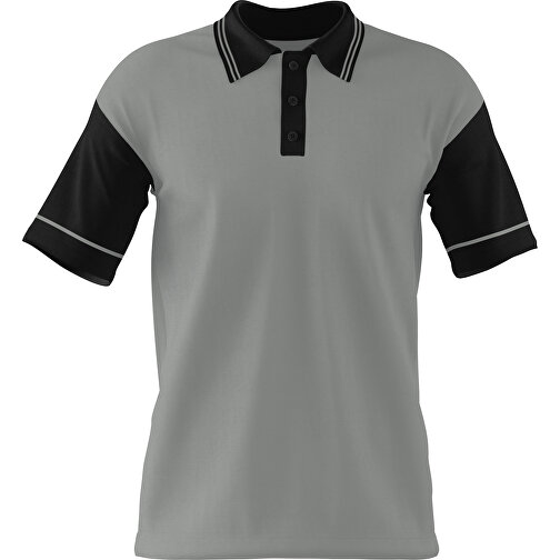Poloshirt Individuell Gestaltbar , grau / schwarz, 200gsm Poly / Cotton Pique, 3XL, 81,00cm x 66,00cm (Höhe x Breite), Bild 1