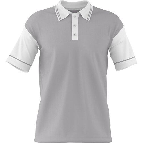 Poloshirt Individuell Gestaltbar , hellgrau / weiss, 200gsm Poly / Cotton Pique, XS, 60,00cm x 40,00cm (Höhe x Breite), Bild 1