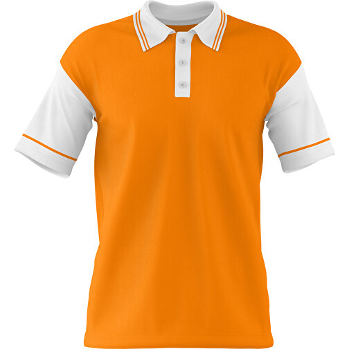 Poloshirt Individuell Gestaltbar , gelborange / weiss, 200gsm Poly / Cotton Pique, XS, 60,00cm x 40,00cm (Höhe x Breite), Bild 1