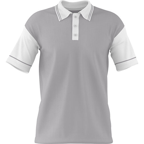 Poloshirt Individuell Gestaltbar , hellgrau / weiß, 200gsm Poly / Cotton Pique, XL, 76,00cm x 59,00cm (Höhe x Breite), Bild 1