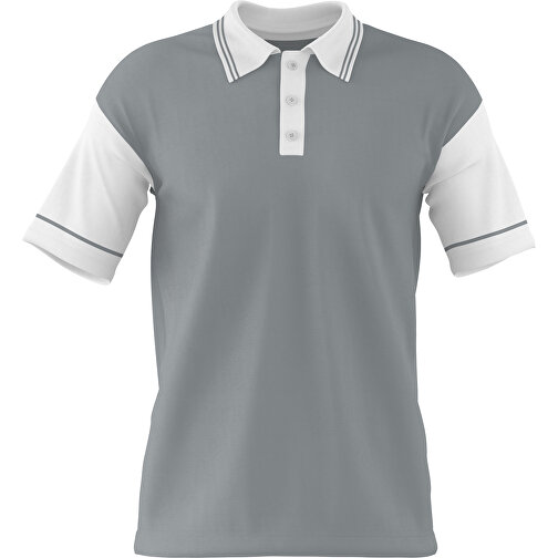 Poloshirt Individuell Gestaltbar , silber / weiss, 200gsm Poly / Cotton Pique, XL, 76,00cm x 59,00cm (Höhe x Breite), Bild 1