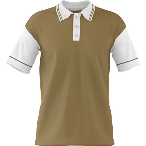 Poloshirt Individuell Gestaltbar , gold / weiß, 200gsm Poly / Cotton Pique, S, 65,00cm x 45,00cm (Höhe x Breite), Bild 1