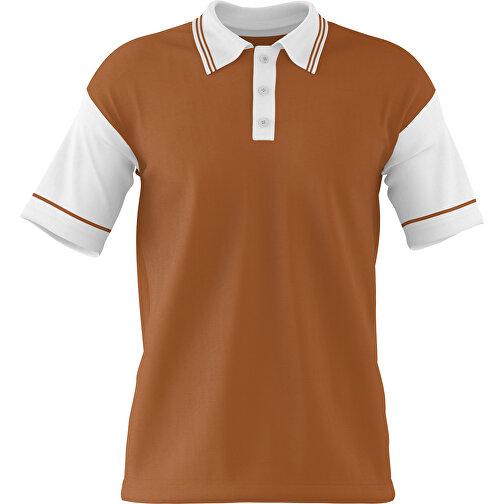 Poloshirt Individuell Gestaltbar , braun / weiss, 200gsm Poly / Cotton Pique, M, 70,00cm x 49,00cm (Höhe x Breite), Bild 1