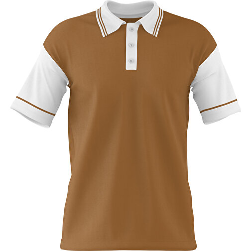 Poloshirt Individuell Gestaltbar , erdbraun / weiß, 200gsm Poly / Cotton Pique, M, 70,00cm x 49,00cm (Höhe x Breite), Bild 1