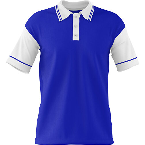 Poloshirt Individuell Gestaltbar , blau / weiss, 200gsm Poly / Cotton Pique, M, 70,00cm x 49,00cm (Höhe x Breite), Bild 1