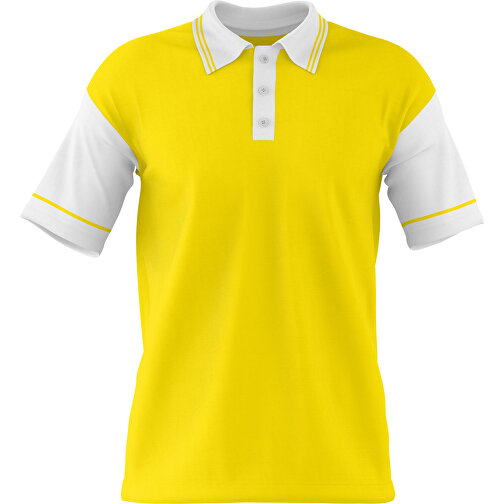 Poloshirt Individuell Gestaltbar , gelb / weiss, 200gsm Poly / Cotton Pique, M, 70,00cm x 49,00cm (Höhe x Breite), Bild 1