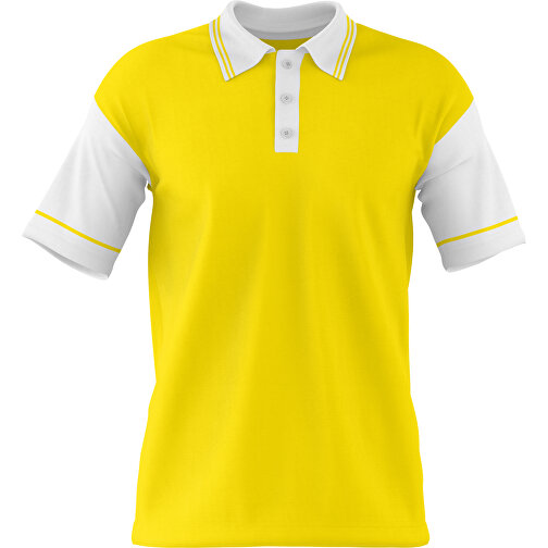 Poloshirt Individuell Gestaltbar , gelb / weiss, 200gsm Poly / Cotton Pique, L, 73,50cm x 54,00cm (Höhe x Breite), Bild 1