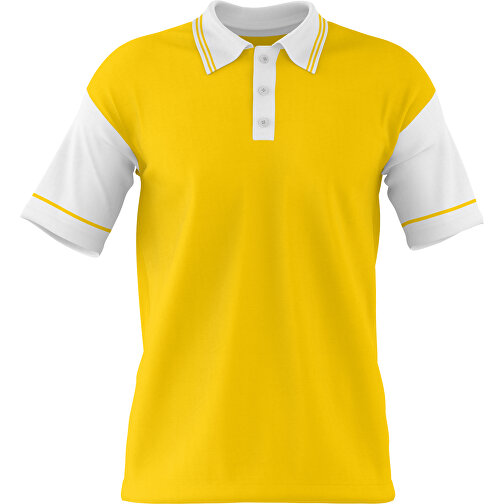 Poloshirt Individuell Gestaltbar , goldgelb / weiss, 200gsm Poly / Cotton Pique, 3XL, 81,00cm x 66,00cm (Höhe x Breite), Bild 1
