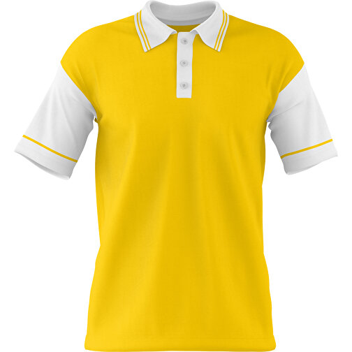 Poloshirt Individuell Gestaltbar , goldgelb / weiß, 200gsm Poly / Cotton Pique, 3XL, 81,00cm x 66,00cm (Höhe x Breite), Bild 1