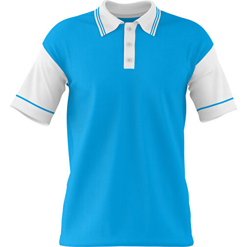 Poloshirt Individuell Gestaltbar , himmelblau / weiss, 200gsm Poly / Cotton Pique, 2XL, 79,00cm x 63,00cm (Höhe x Breite), Bild 1