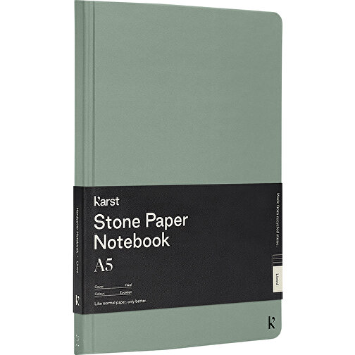 Karst® A5 Hardcover Notizbuch , heather grün, Steinpapier, 21,00cm x 1,65cm x 14,80cm (Länge x Höhe x Breite), Bild 1