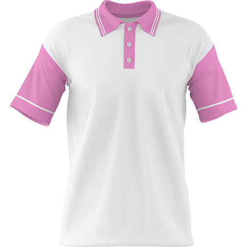 Poloshirt Individuell Gestaltbar , weiss / rosa, 200gsm Poly / Cotton Pique, XS, 60,00cm x 40,00cm (Höhe x Breite), Bild 1
