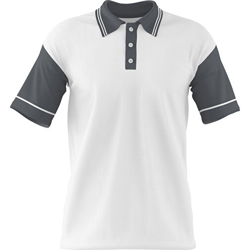 Poloshirt Individuell Gestaltbar , weiss / dunkelgrau, 200gsm Poly / Cotton Pique, XL, 76,00cm x 59,00cm (Höhe x Breite), Bild 1