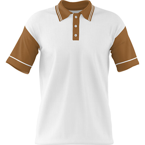 Poloshirt Individuell Gestaltbar , weiß / erdbraun, 200gsm Poly / Cotton Pique, XL, 76,00cm x 59,00cm (Höhe x Breite), Bild 1