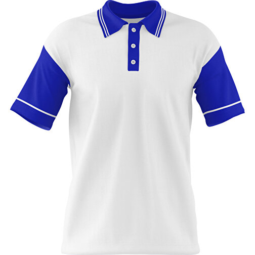 Poloshirt Individuell Gestaltbar , weiss / blau, 200gsm Poly / Cotton Pique, XL, 76,00cm x 59,00cm (Höhe x Breite), Bild 1