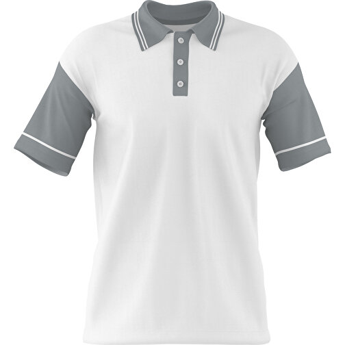 Poloshirt Individuell Gestaltbar , weiß / silber, 200gsm Poly / Cotton Pique, M, 70,00cm x 49,00cm (Höhe x Breite), Bild 1