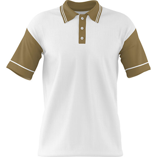 Poloshirt Individuell Gestaltbar , weiß / gold, 200gsm Poly / Cotton Pique, M, 70,00cm x 49,00cm (Höhe x Breite), Bild 1