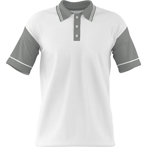 Poloshirt Individuell Gestaltbar , weiß / grau, 200gsm Poly / Cotton Pique, L, 73,50cm x 54,00cm (Höhe x Breite), Bild 1
