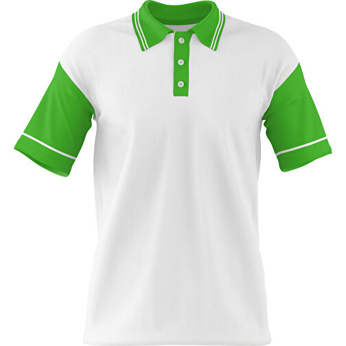 Poloshirt Individuell Gestaltbar , weiß / grasgrün, 200gsm Poly / Cotton Pique, 3XL, 81,00cm x 66,00cm (Höhe x Breite), Bild 1