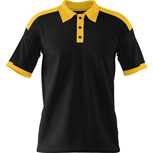 Poloshirt Individuell Gestaltbar , schwarz / sonnengelb, 200gsm Poly / Cotton Pique, XS, 60,00cm x 40,00cm (Höhe x Breite), Bild 1