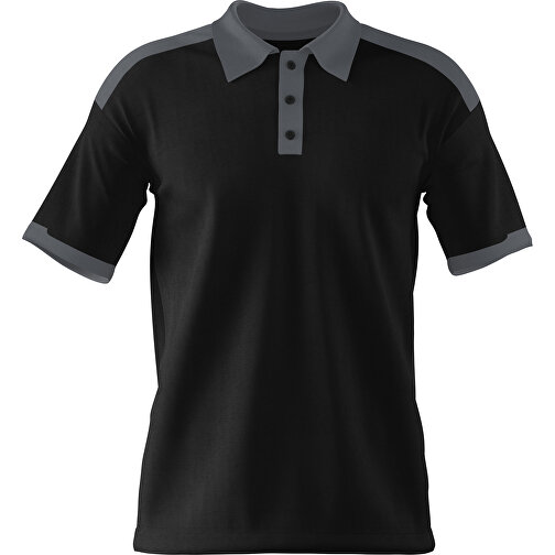 Poloshirt Individuell Gestaltbar , schwarz / dunkelgrau, 200gsm Poly / Cotton Pique, XL, 76,00cm x 59,00cm (Höhe x Breite), Bild 1