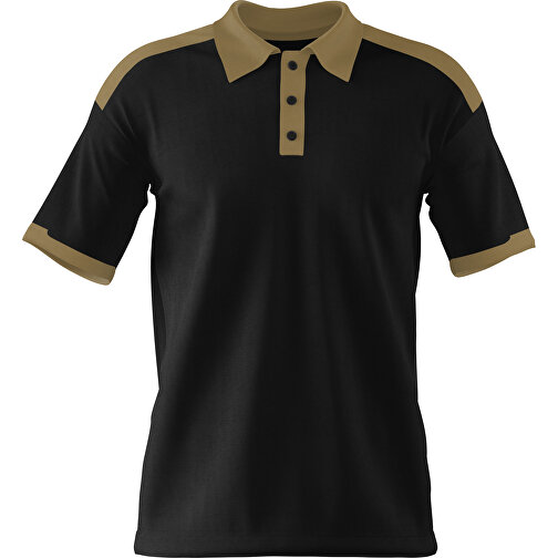 Poloshirt Individuell Gestaltbar , schwarz / gold, 200gsm Poly / Cotton Pique, S, 65,00cm x 45,00cm (Höhe x Breite), Bild 1