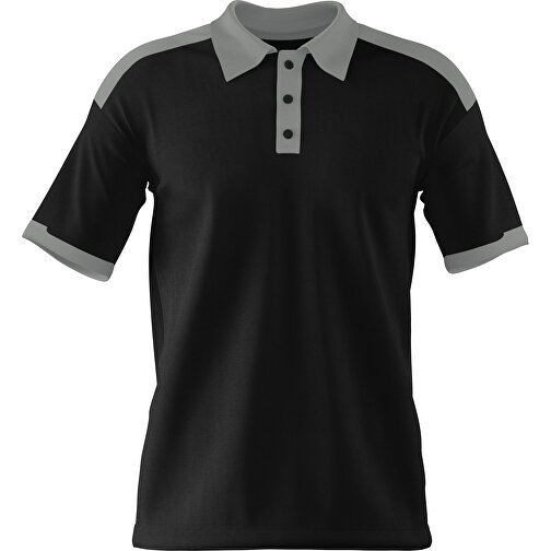 Poloshirt Individuell Gestaltbar , schwarz / grau, 200gsm Poly / Cotton Pique, S, 65,00cm x 45,00cm (Höhe x Breite), Bild 1